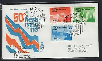 Italien FDC Venedig 1972 Mailänder Messe gereist Racc. für Italien