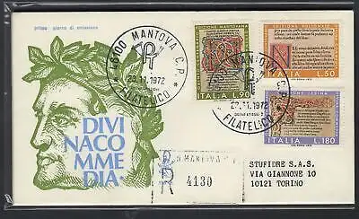 Italien FDC Venedig 1972 Göttliche Komödie Reisen Racc. für Italien