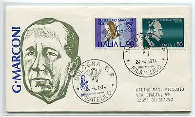 Italien FDC Venedig 1974 Marconi reiste durch Italien