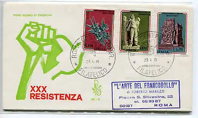 Italien FDC Venedig 1975 Widerstand gereist durch Italien