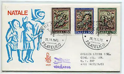 Italien FDC Venedig 1975 Weihnachten gereist Racc. ins Ausland