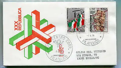 Italien FDC Venedig 1976 XXX Republik gereist nach Italien