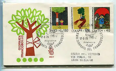 Italia FDC Venedig 1976 Gior. der durch Italien gereisten Briefmarke