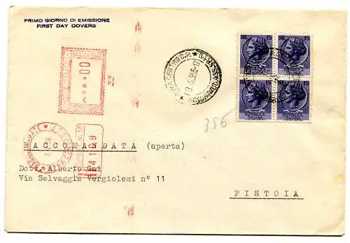 Syrakusan l. 15 Viertel auf Einschreiben Umschlag stornieren FDC