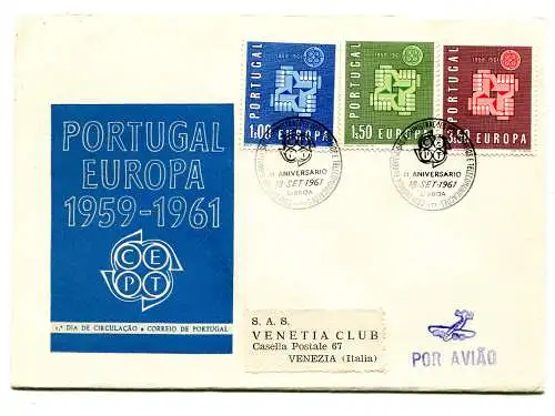 Portugal - Europa 1961 FDC Umschlag an Venetia Club verschickt