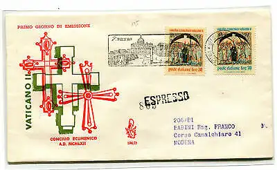 Italien FDC Venedig 1962 Ökumenisches Konzil gereist Exp. für Italien