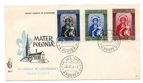 Vatikan FDC Venedig 1956 Tschenstochau ungereist