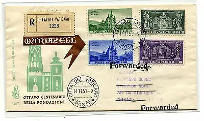 Vatikan FDC Venedig 1957 Mariazell reiste Racc. ins Ausland