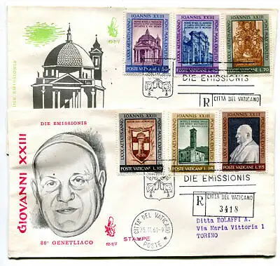 Vatikan FDC Venedig 1961 Papst Johannes XXIII. reiste nach Racc. für Italien