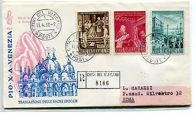 Vatikan FDC Venedig 1960 Reisetransfer Racc. für Italien