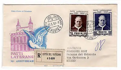 Vatikan FDC Venedig 1959 Lateranensi reiste Racc. für Italien