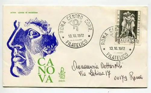 Italien FDC Venedig 1972 Canova reiste durch Italien