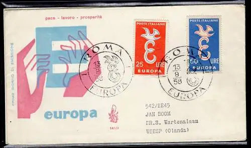 Italien FDC Venedig 1958 Europa '58 ins Ausland gereist