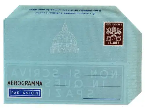 Vatikan - Aerogramm Lire 80 braun mit Anzeige