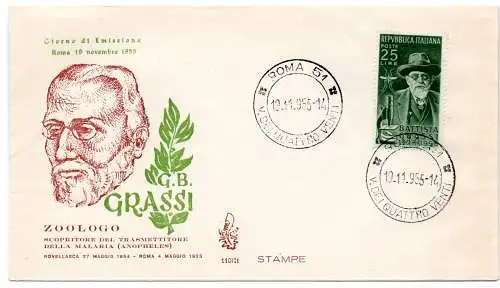 Italien 1955 Gian Battista Grassi auf FDC Venedig ungereist