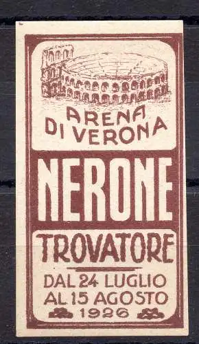 Erinnofilo Arena di Verona 1928 - Nero - Troubado