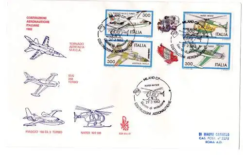 Italien 1982 Flugzeugbau Block auf FDC Venedig gereist