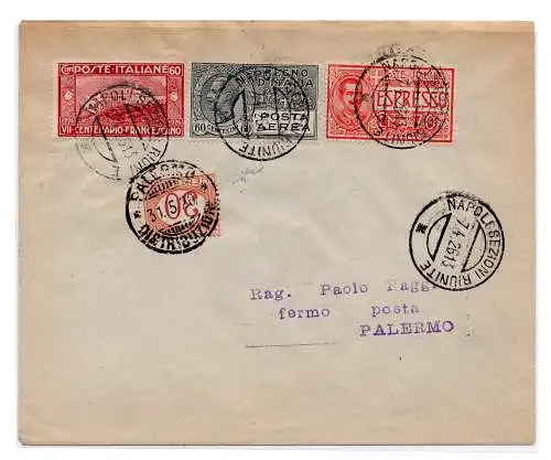 1926 Neapel/Palermo vom 7. April - Jungfernflug Aerogramm