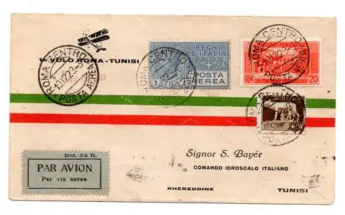 1929 Rom/Tunis vom 10.12.29 - Aerogramm für Tunis Sonderflug