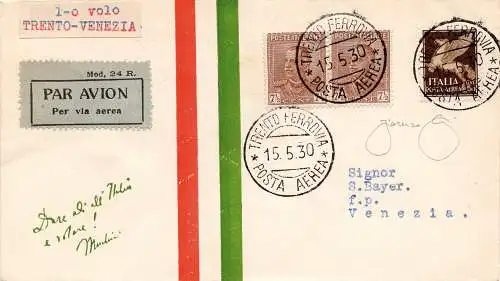 1930 Trient/Venedig vom 15.5.30 - Weiterflug mit I. Flug