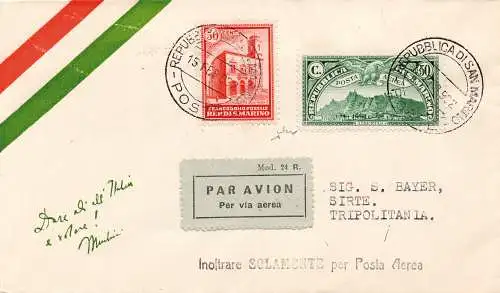 1932 (San Marino) Rom/Sirte vom 15.2.32 - Flugflugflugplan