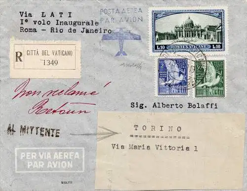 1939 (Vatikan)/Rom/Rio de Janeiro vom 20.12.39 - Aerogramm