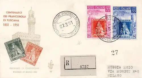 100 Jahre Toskana auf FDC Venedig racc.