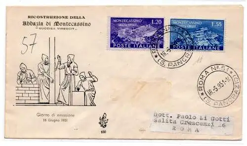 Montecassino auf FDC Venedig racc. für Rom