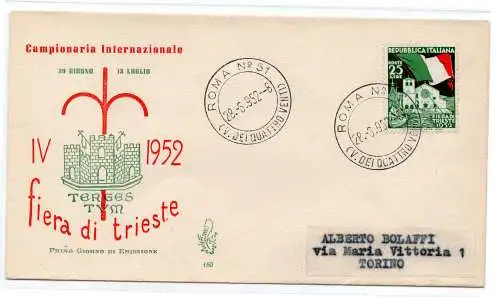 Messe Triest '52 auf FDC Venedig nicht gereist -