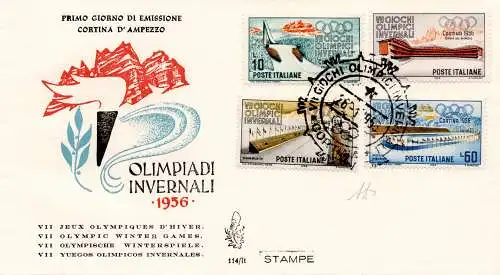 Olympische Winterspiele Vorhang auf FDC Venedig ungereist -