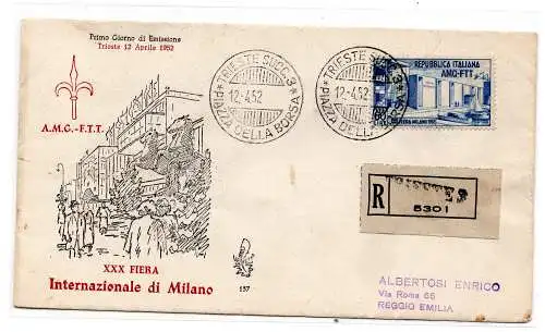 Triest A - Mailand 1952 auf FDC Venedig racc.