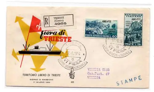 Triest A - Fiera di Triest 1954 auf FDC Venedig rac.