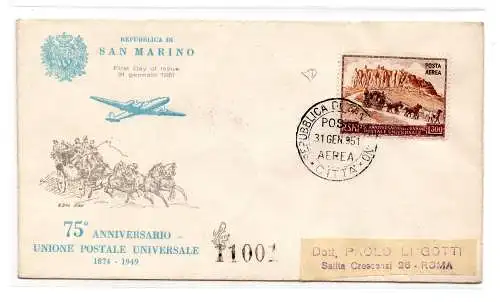 San Marino - U.P.U. 300 P.A. lesen. auf FDC Venedig