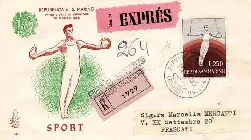 San Marino - Turnerin Lire 250 bei FDC Venedig