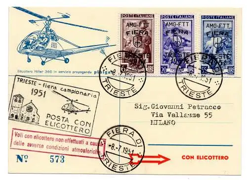 Hubschrauber Triest/Udine vom 8.7.51 Flugbereite AK