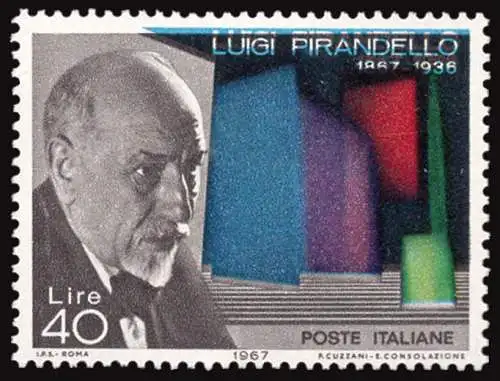 Pirandello Varieté Druck Blau verschoben