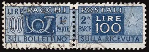 Postpakete Lire 100 Nr. 77/II Verzahnung 14x13,1/4 linear