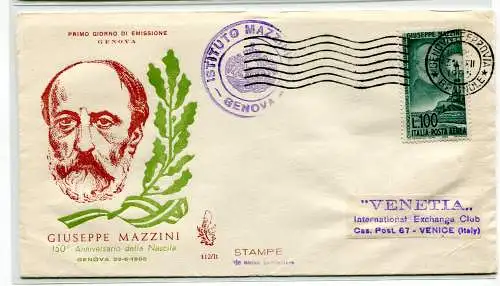 Mazzini Luftpost auf FDC Venetia Umschlag ohne Anreise