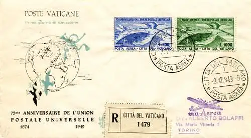 Vatikan - Luftpost U.P.U. auf FDC