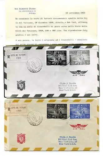 Luftpost Tobia Serie auf Umschlag per Luftweg nach New York am 1. Ausgabetag