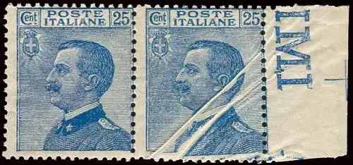 Michetti Cent. 25 Exemplare mit zwei auffälligen Papierfalten beim Drucken