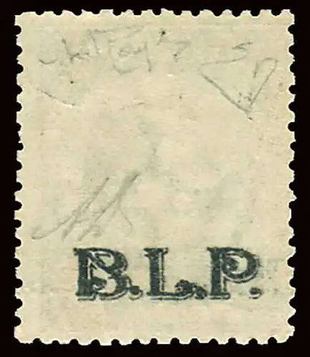 B.L.P. Cent. 40 schwarze Überdrucke nur auf der Rückseite