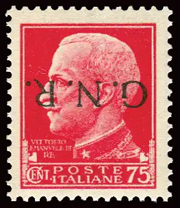 G.N.R. - Cent. 75 n. 478a Verona Überdruck auf den Kopf gestellt