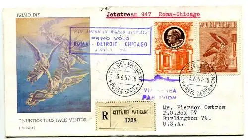 Pan Am Flug (Vatikan) Rom Chicago vom 3.6.57