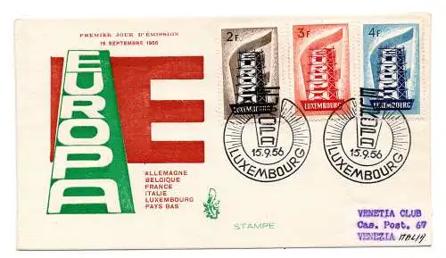 CEPT 1956 Luxemburg - FDC Venetia Club Umschlag