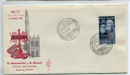 Triest A - 1950 Lanieri auf Umschlag FDC Venedig ungereist