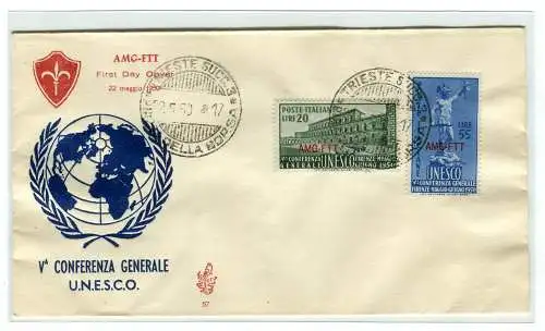 Triest A 1950 UNESCO auf FDC Venedig ungereist