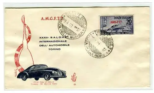 Triest A 1950 Autosalon auf FDC Venedig unreisen