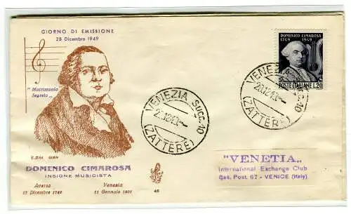 Italien 1949 Cimarosa auf FDC Venedig ungereist