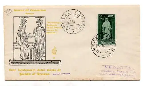 Italien 1950 Guido d'Arezzo auf FDC Venedig ungereist